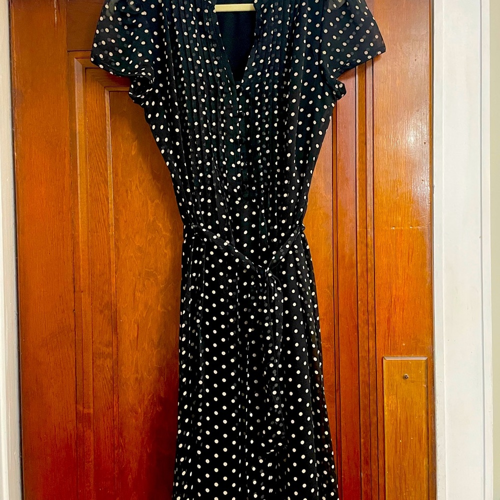 Black and Cream/Off White Polka Dot Dress